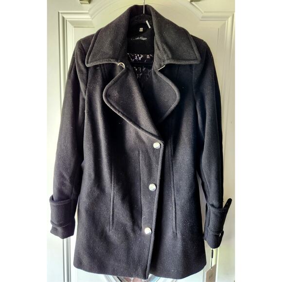 Calvin Klein Premium Black Wool Blend Jacket Coat Size 6 NWT - Picture 2 of 11